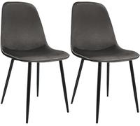 CLP Lot de 2 chaises de Salle à Manger rembourrées Maryam, Chaise de Cuisine avec Dossier et Structure en métal Noir, supporte 'à 150 kg, Couleur:Anthracite, Matériel:Velours