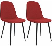 CLP Lot de 2 chaises de Salle à Manger rembourrées Maryam, Chaise de Cuisine avec Dossier et Structure en métal Noir, supporte 'à 150 kg Couleur:Rouge;Matériel:Tissu