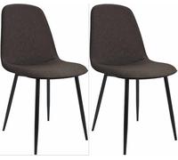 CLP Lot de 2 chaises de Salle à Manger rembourrées Maryam, Chaise de Cuisine avec Dossier et Structure en métal Noir, supporte 'à 150 kg, Couleur:Marron, Matériel:Tissu