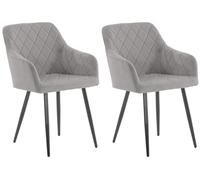 CLP Lot De 2 Chaises De Salle A Manger Shila en Tissu Ou VeloursI Set 2 Chaises Retro avec Accoudoirs I Piètement en Métal Noir, Couleur:Gris, Matériel:Velours