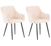 CLP Lot de 2 chaises de salle à manger Shila avec Piètement en Métal noir , Beige/Velours beige G