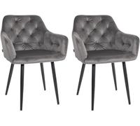 CLP Lot de 2 chaises de Salle à Manger Stanley I Velours I Chaise rembourrée matelassée I Chaise de Cuisine avec Protections de Sol, Couleur:Gris foncé