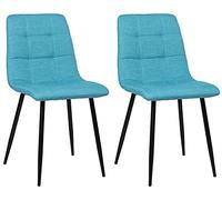 CLP Lot de 2 chaises de salle à manger Tilde avec Piètement en métal noir , Turquoise/Tissu Turquoise