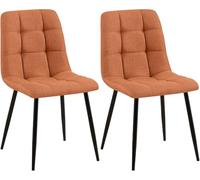 CLP Lot de 2 chaises de salle à manger Tilde avec Piètement en métal noir , Orange/Tissu