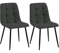 CLP Lot de 2 chaises de Salle à Manger Tilde I Chaises de Cuisine rembourrées avec Housse surpiquée I avec Structure métallique, Couleur:Gris foncé, Matériel:Tissu