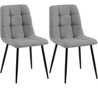CLP Lot de 2 chaises de salle à manger Tilde avec Piètement en métal noir , Gris/Tissu Gris