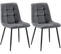 CLP Lot de 2 chaises de Salle à Manger Tilde I Chaises de Cuisine rembourrées avec Housse surpiquée I avec Structure métallique, Couleur:Gris foncé, Matériel:Velours