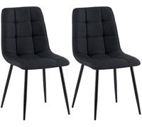 CLP Lot de 2 chaises de salle à manger Tilde avec Piètement en métal noir , Noir /Tissu Noir