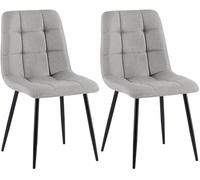 CLP Lot de 2 chaises de salle à manger Tilde avec Piètement en métal noir , Gris/Tissu Gris