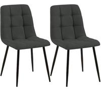 CLP Chaises de salle à manger Tilde – lot de 2, rembourrées avec housse surpiquée, gris foncé