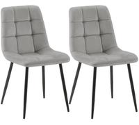 CLP Chaises de salle à manger Tilde – Lot de 2, rembourrées en velours, structure métallique, gris