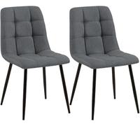 CLP – Chaises de salle à manger Tilde – Lot de 2, tissu rembourré, structure métallique, gris