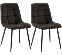 CLP Lot de 2 chaises de salle à manger Tilde – velours marron, rembourrées, housse surpiquée
