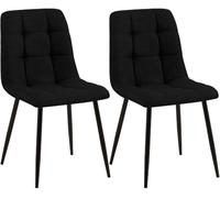 CLP Chaises de salle à manger Tilde – Lot de 2, rembourrées, housse surpiquée, métal, noir