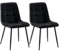 CLP Lot de 2 chaises Tilde – rembourrées, housse surpiquée, structure métallique – Noir Velours