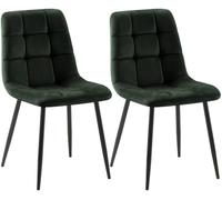 CLP Chaises de salle à manger Tilde – Lot de 2, velours vert, rembourrées, structure métal, H.88 cm
