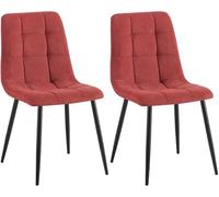 CLP Lot de 2 chaises de Salle ŕ Manger Tilde I Chaises de Cuisine rembourrées avec Housse surpiquée I avec Structure métallique, Couleur:Bordeaux, Matériel:Cordon