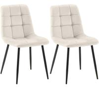 CLP Lot de 2 chaises de Salle ŕ Manger Tilde I Chaises de Cuisine rembourrées avec Housse surpiquée I avec Structure métallique, Couleur:Blanc crčme, Matériel:Velours