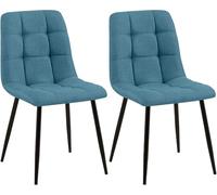 CLP Lot de 2 chaises de Salle ŕ Manger Tilde I Chaises de Cuisine rembourrées avec Housse surpiquée I avec Structure métallique, Couleur:Bleu, Matériel:Tissu