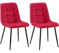 CLP Lot de 2 chaises de Salle ŕ Manger Tilde I Chaises de Cuisine rembourrées avec Housse surpiquée I avec Structure métallique, Couleur:Rouge, Matériel:Velours
