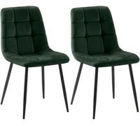 CLP Lot de 2 chaises de Salle ŕ Manger Tilde I Chaises de Cuisine rembourrées avec Housse surpiquée I avec Structure métallique, Couleur:Vert, Matériel:Velours