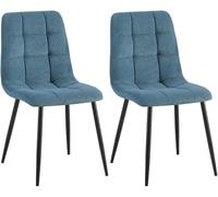CLP Lot de 2 chaises de Salle ŕ Manger Tilde I Chaises de Cuisine rembourrées avec Housse surpiquée I avec Structure métallique, Couleur:Bleu, Matériel:Cordon
