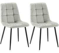 CLP Lot de 2 chaises de Salle à Manger Tilde I Chaises de Cuisine rembourrées avec Housse surpiquée I avec Structure métallique, Couleur:Gris, Matériel:Velours