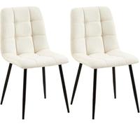 CLP Lot de 2 chaises de Salle ŕ Manger Tilde I Chaises de Cuisine rembourrées avec Housse surpiquée I avec Structure métallique, Couleur:crčme, Matériel:Tissu