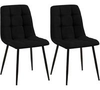 CLP Lot de 2 chaises de Salle ŕ Manger Tilde I Chaises de Cuisine rembourrées avec Housse surpiquée I avec Structure métallique, Couleur:Noir, Matériel:Tissu