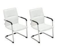 CLP Lot de 2 Chaises de visiteur Seattle similicuir , Blanc blanc G