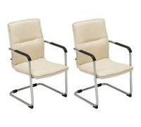 CLP Lot de 2 Chaises de visiteur Seattle similicuir , Crème beige G