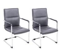 CLP Lot de 2 Chaises de visiteur Seattle similicuir , Gris gris G