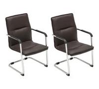 CLP Lot de 2 Chaises de visiteur Seattle similicuir , Marron Marron G