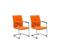 CLP Lot de 2 Chaises de visiteur Seattle similicuir , Orange orange G