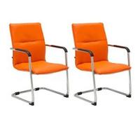 CLP Lot de 2 Chaises de visiteur Seattle similicuir , Orange orange G