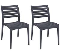 CLP Lot De 2 Chaises D'Extérieur Ares en Plastique I Siège De Jardin Empilable I Assise Solide avec Charge Max. 160Kg, Couleur:Gris foncé
