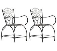 CLP Lot de 2 chaises d'extérieur Sheela I – fer, dossier, accoudoirs et repose-pieds – Bronze