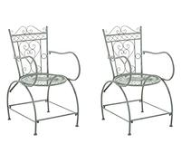 CLP Lot de 2 Chaises d'extérieur Sheela en fer avec accoudoirs et repose-pieds , Vert antique Vert