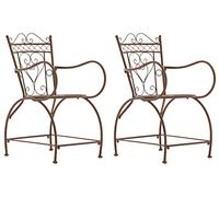 CLP Lot De 2 Chaises D'Extérieur en Fer Sheela I avec Dossier Accoudoirs Et Repose-Pieds I Design Antique, Couleur:Marron Antique