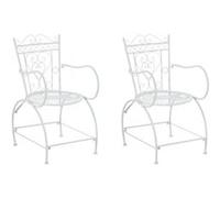 CLP Lot de 2 Chaises d'extérieur Sheela en fer avec accoudoirs et repose-pieds , Blanc blanc