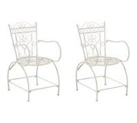 CLP Lot de 2 Chaises d'extérieur Sheela en fer avec accoudoirs et repose-pieds , Crème antique Crème
