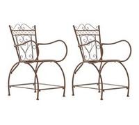 CLP Lot de 2 Chaises d'extérieur Sheela en fer avec accoudoirs et repose-pieds , Marron antique marron G