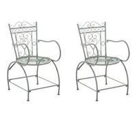 CLP Lot de 2 Chaises d'extérieur Sheela en fer avec accoudoirs et repose-pieds , Vert antique Vert