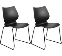 CLP Lot de 2 chaises empilables avec Dossier Houma, chaises de Salle a Manger, Assise en Plastique et Pied en Metal Stable, jusqu'a 135 kg Couleur:Noir
