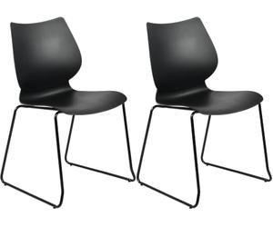 CLP Lot de 2 chaises empilables avec Dossier Houma, chaises de Salle a Manger, Assise en Plastique et Pied en Metal Stable, jusqu'a 135 kg | Couleur Noir