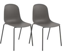 CLP Lot de 2 chaises empilables Hardin, Coque Plastique Ergonomique, piétement métal Robuste, pour Salle à Manger, Bureau et Cuisine Couleur:Taupe