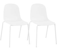 CLP Lot de 2 chaises empilables Hardin, Coque Plastique Ergonomique, piétement métal Robuste, pour Salle à Manger, Bureau et Cuisine | Couleur Blanc