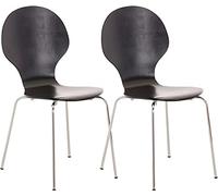 CLP Lot De 2 Chaises Empilables Robustes Diego I Chaises Empilables en Bois avec Dossier I Siège Confortable I Hauteur Assise 45 cm, Couleur:Noir