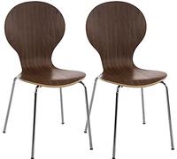 CLP Lot De 2 Chaises Empilables Robustes Diego I Chaises Empilables en Bois avec Dossier I Siège Confortable I Hauteur Assise 45 cm, Couleur:Noyer
