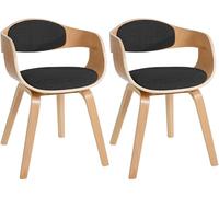 CLP Lot de 2 chaises ergonomiques Kingston, fauteuils Dossier Enveloppant, Structure Bois, Charge Max. 150 kg, Couleur:Nature/Gris foncé, Couleur du Cadre:Natura